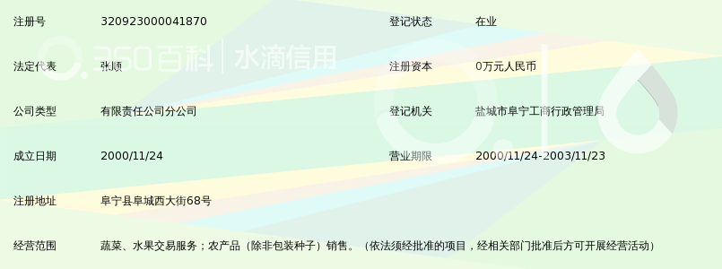 阜宁县农业生产资料有限公司蔬菜水果批发市场