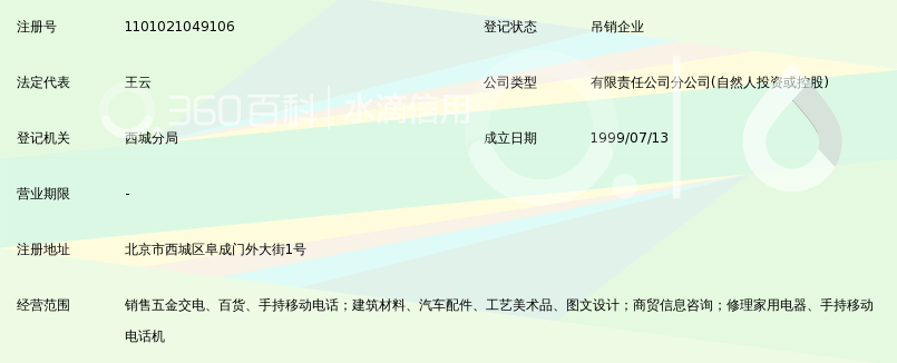 北京欧杰电讯技术有限责任公司阜成门移动电话