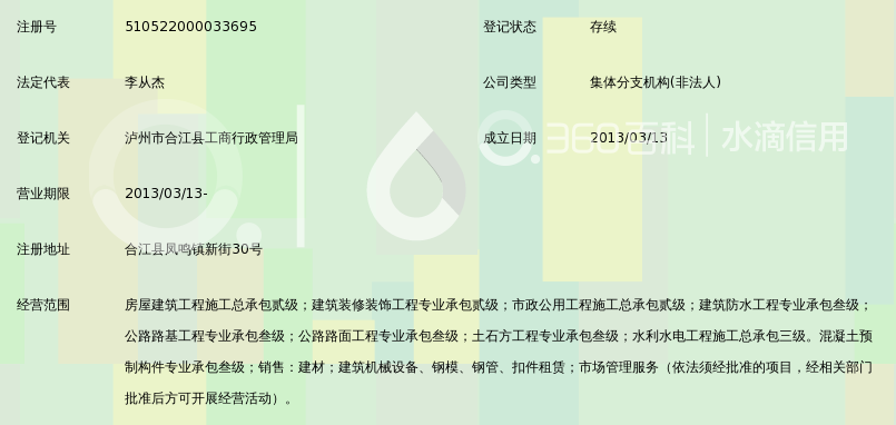 四川省泸州市第三建筑工程公司合江分公司