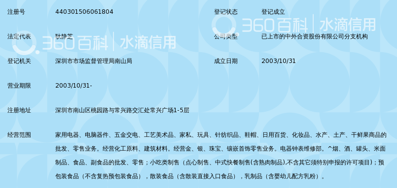 天虹商场股份有限公司南山常兴天虹商场