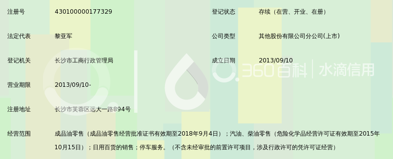 中国石油天然气股份有限公司湖南销售分公司长