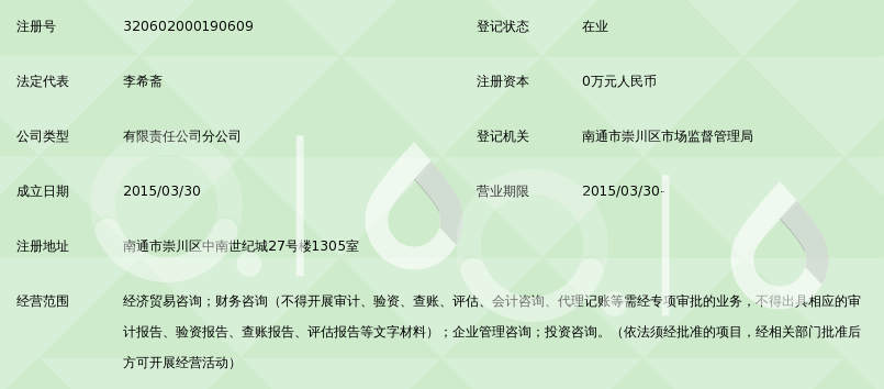 银谷普惠信息咨询(北京)有限公司南通分公司