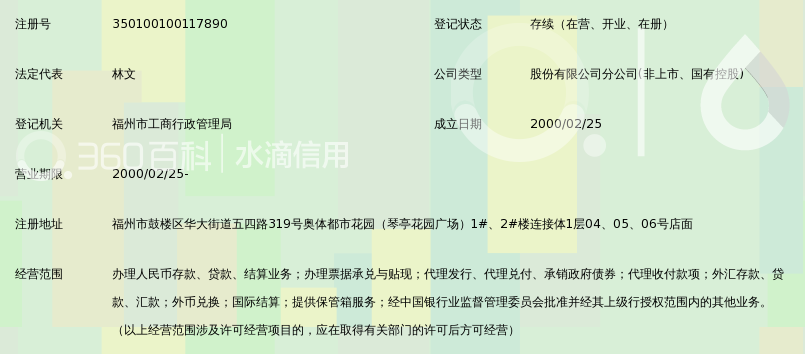福建海峡银行股份有限公司福州华林支行_360