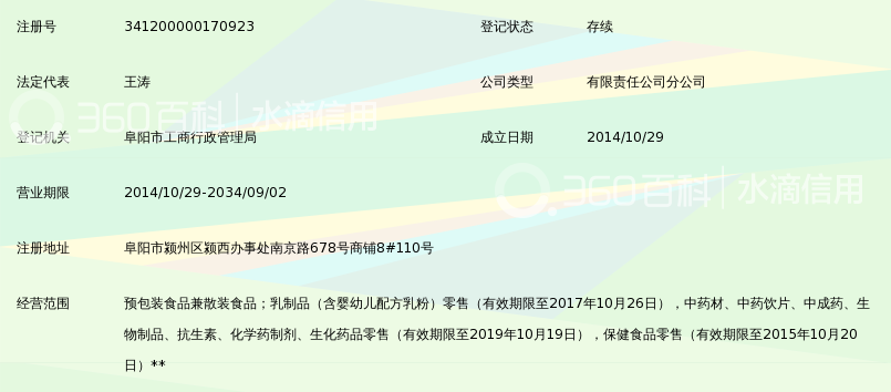阜阳市王保堂大药房连锁有限公司南京路分店_
