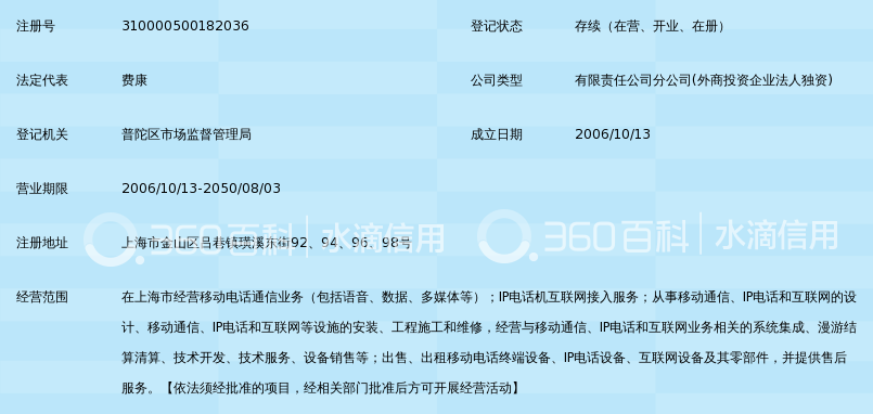 中国移动通信集团上海有限公司金山吕巷营业厅