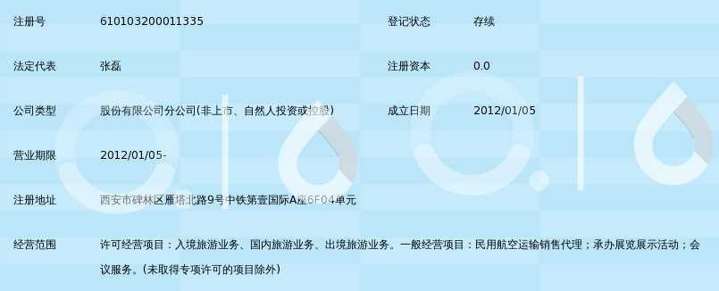 北京众信国际旅行社股份有限公司西安分公司