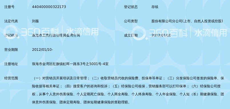 中国平安人寿保险股份有限公司珠海中心支公司