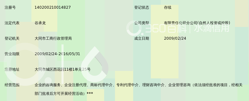 山西天成企业注册代理咨询有限公司大同分公司