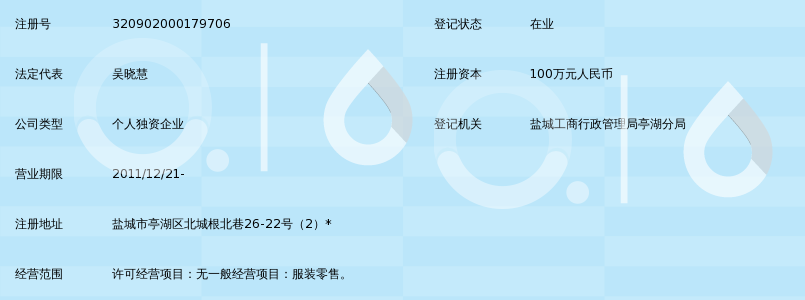 盐城市亭湖区吴晓慧服装经营部_360百科